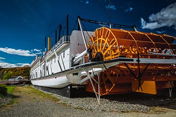 Old paddle steamer ss klondike moored in Whitehorse